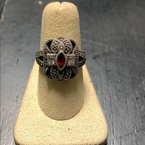 Judith Jack Marcasite and sterling silver ring